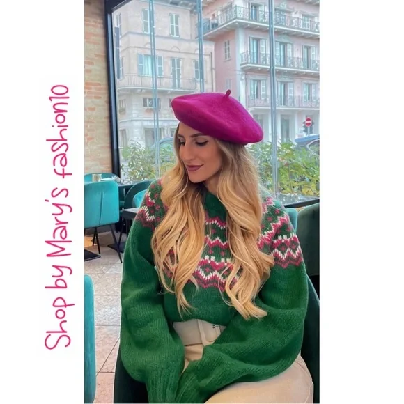 NWT Zara Fuchsia Pink Wool Beret - Picture 13 of 16